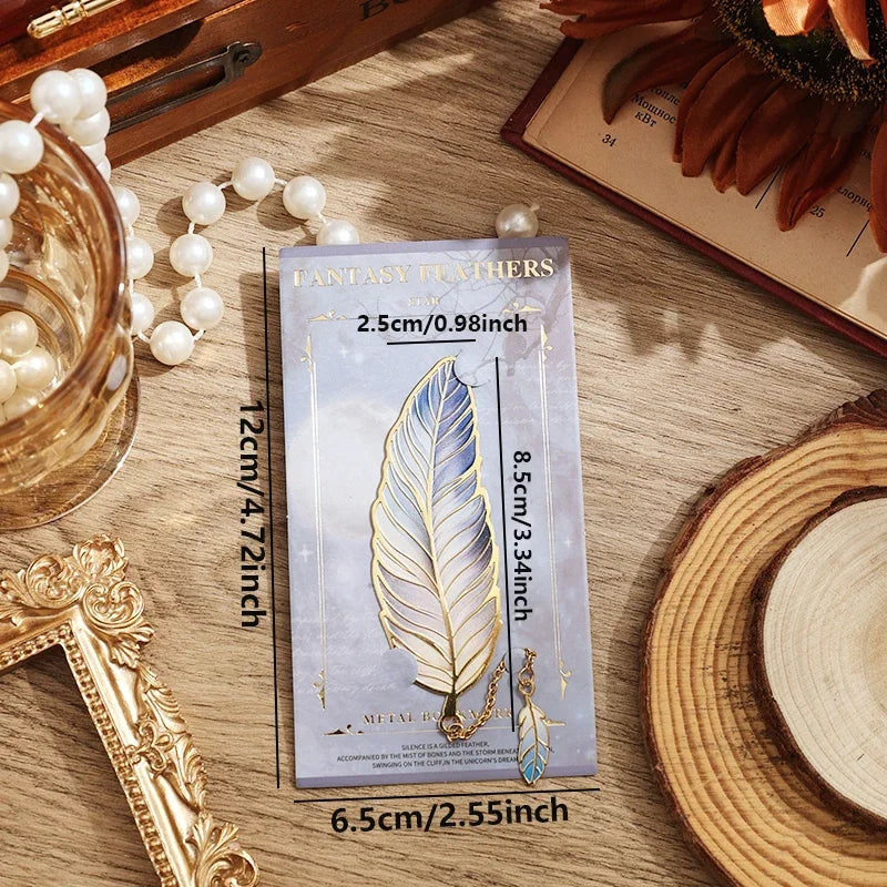Vintage Feather Bronzing Metal Bookmark With Metal Chain Pendant Bookmark For Teachers Friends Book Club Book Lovers - élise & madelyn