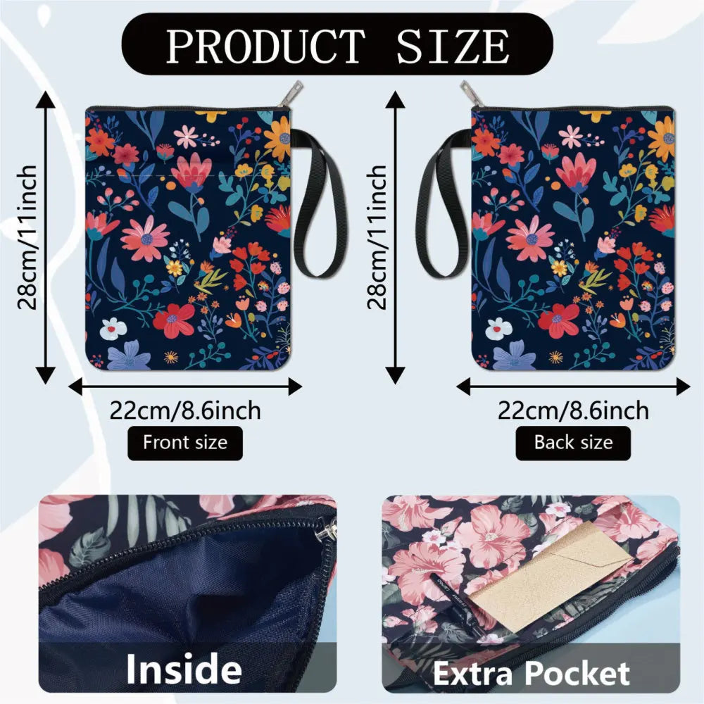 1pc Flower Book Sleeve Leaves Book Protector Plant Book Covers for Paperbacks Washable Fabric Cloth Book Cover with Zipper - élise & madelyn