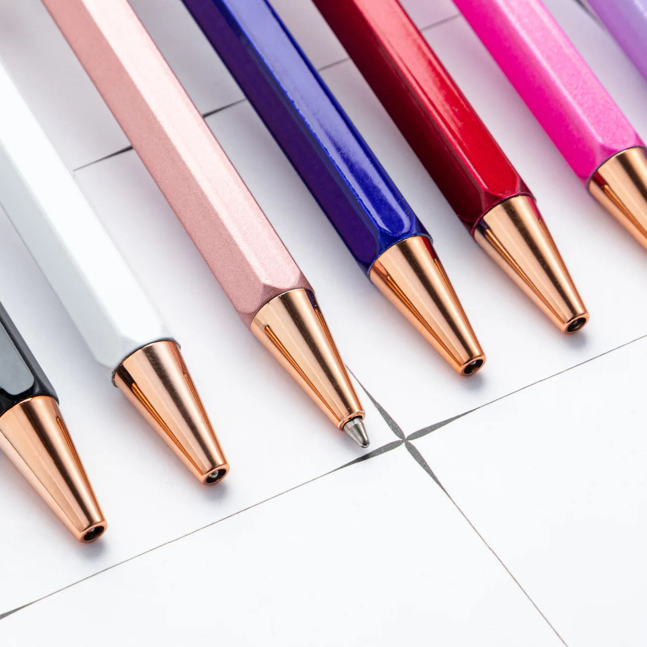1 Piece Lytwtw's Creative Ballpoint Hexagon Metal press Pen Stationery School Office Supply - élise & madelyn