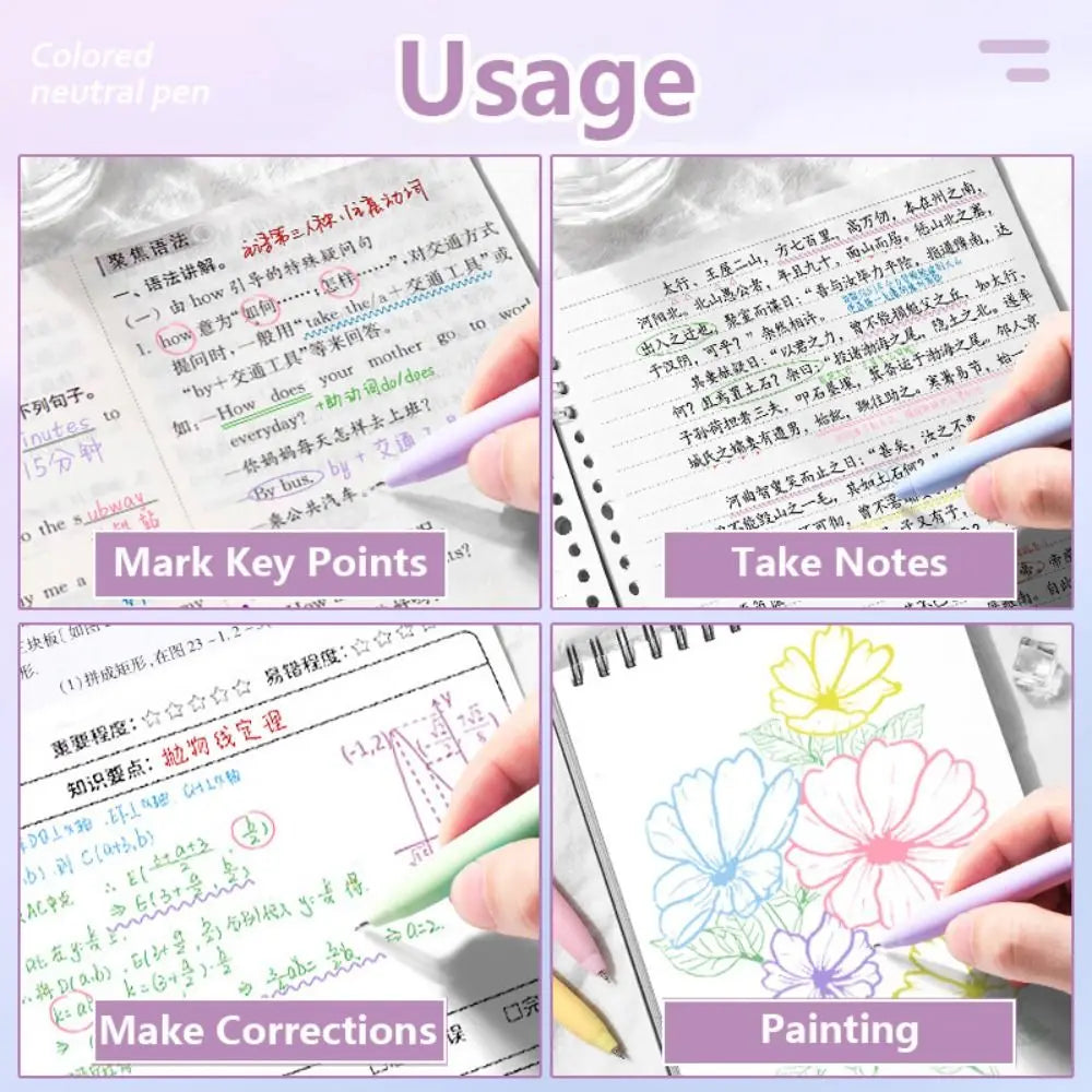 6Colors/Set Color Gel Pen 0.5mm ST Tip Ballpoint Pen Writing Tool Color Ink Signing Pen Students Gift Stationery School Supplies - élise & madelyn