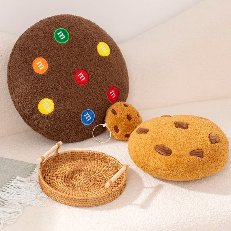 Creative Cookies Pillows Round Shape Chocolate Biscuits Stuffed Plush Toys Realistic Food Snack Seat Cushion Plushie Props Gifts - élise & madelyn