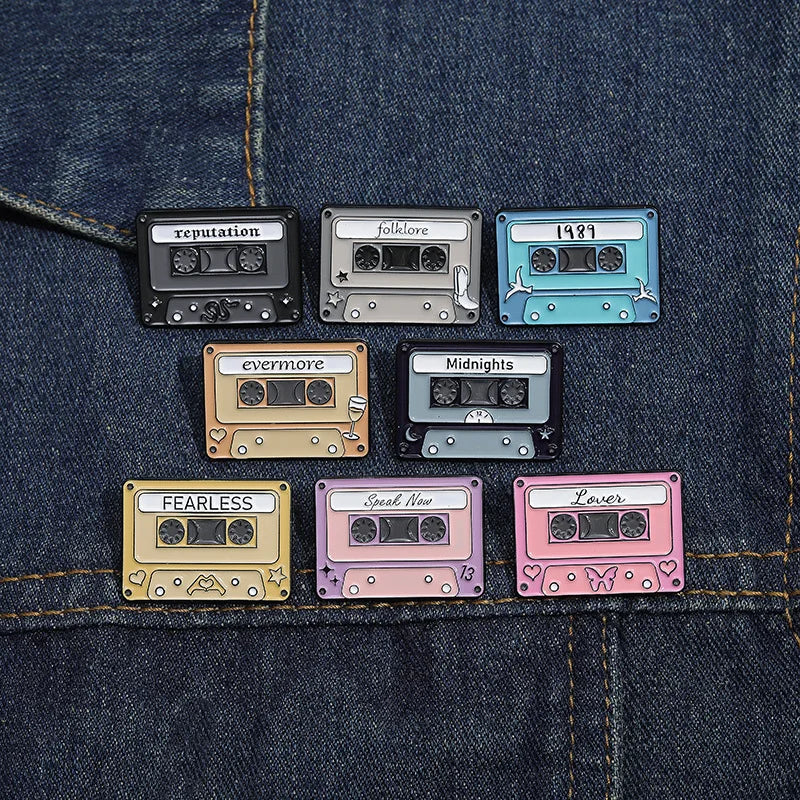 Retro Cassette Enamel Pins — Era-Inspired Collectible Set - élise & madelyn