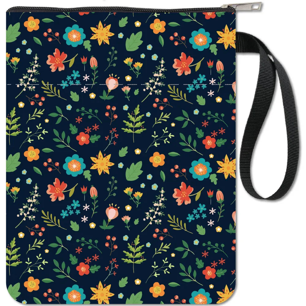 Black Book Sleeves Flower Leaf Book Covers Book Protector for Paperbacks Washable Fabric Cloth Book Cover with Zipper and Extra - élise & madelyn