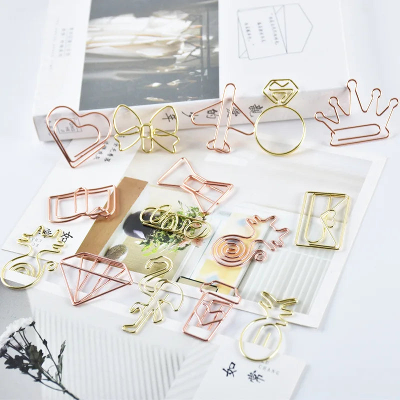 10pcs/set Metal Paperclips Multiple Cartoon Heart Animal Styles Paper Clip Book Scrapbook Planner Page Bookmark Binder Clip - élise & madelyn