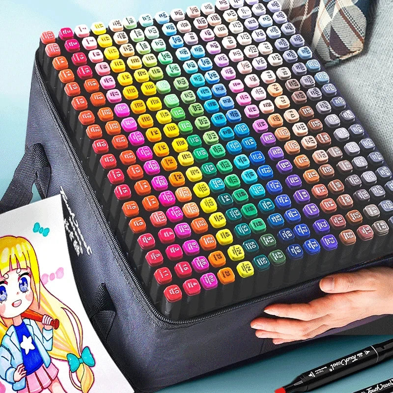 24-80 Colors Double Headed Oily Art Marker Pen Set for Draw Sketching Oily Tip Based Markers Graffiti Manga School Art Supplies - élise & madelyn