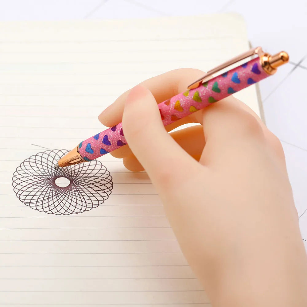 Lytwtw's Press Ballpoint Pen Luxury Cute Kawaii Pink Roseo Metal Stationery School Office Supplies Spinning 5 Pieces - élise & madelyn