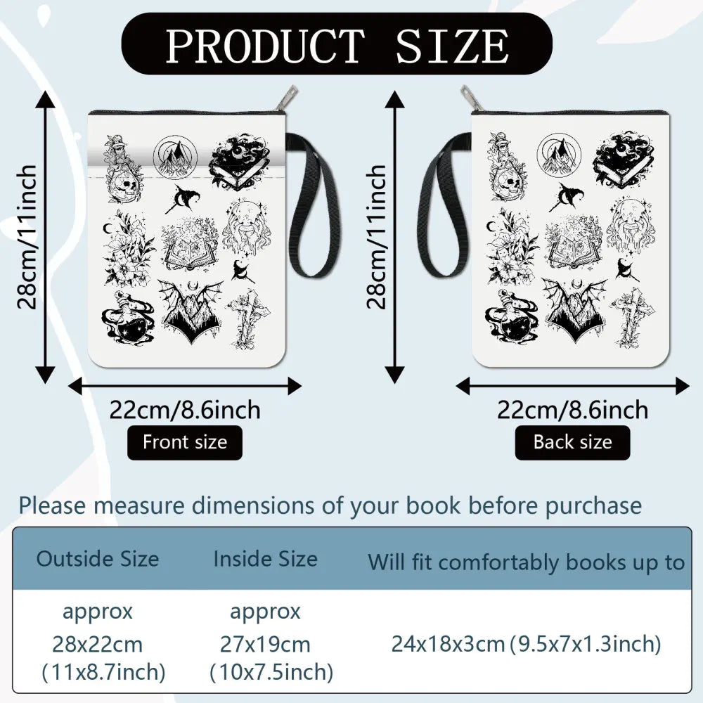 1 pc Sun Moon Star Book Sleeve with Zipper Galaxy Boho Book Protector Pouch for Paperback Black Space Waterproof Fabric - élise & madelyn