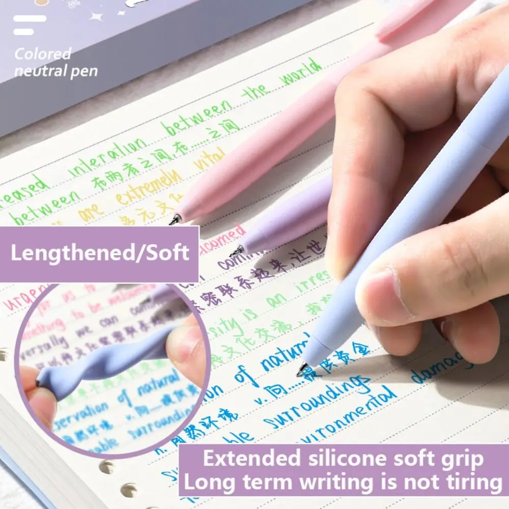 6Colors/Set Color Gel Pen 0.5mm ST Tip Ballpoint Pen Writing Tool Color Ink Signing Pen Students Gift Stationery School Supplies - élise & madelyn