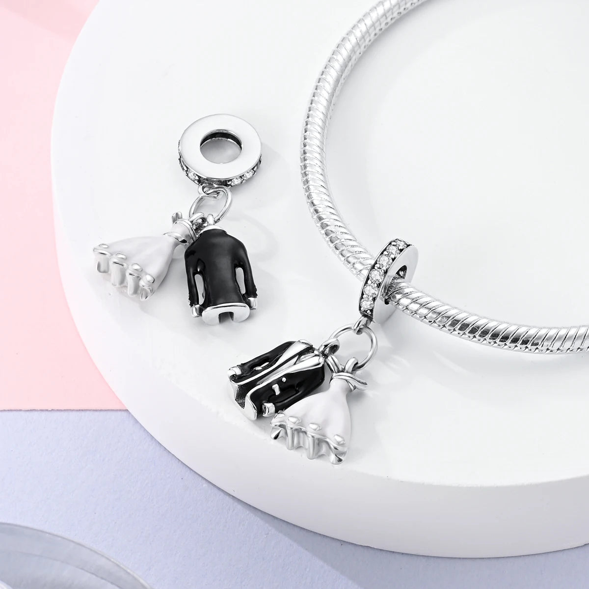 925 Silver Charms Skirt Ballet Shoes Pink Pendants Fit Original Bracelet Beads Diy For Woman Jewelry - élise & madelyn