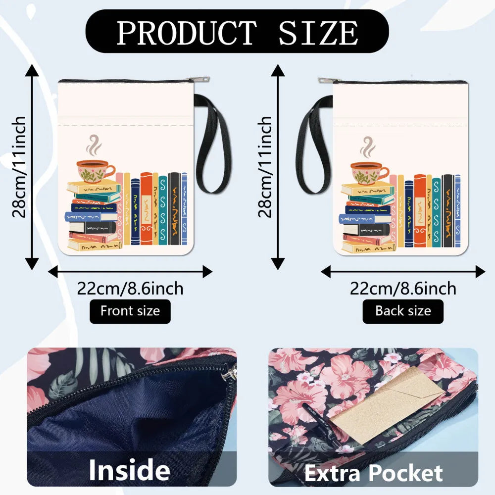 1pc Black Book Sleeves Flower Leaf Book Covers Book Protector for Paperbacks Washable Fabric Cloth Book Cover with Zipper - élise & madelyn